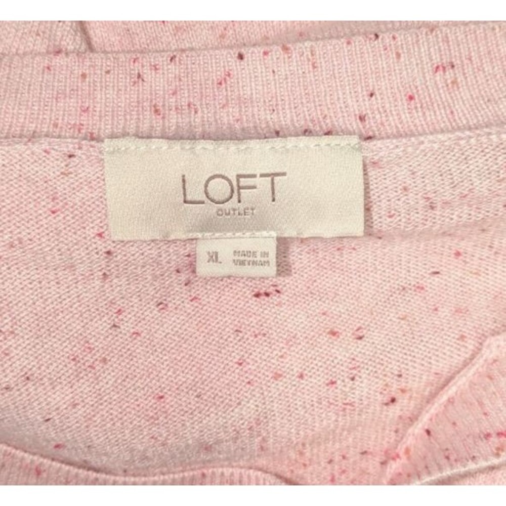 Loft Sweater XL Women's Pink Speckle Print Long Sleeve Over Sized Pull Over Cozy - Picture 6 of 7